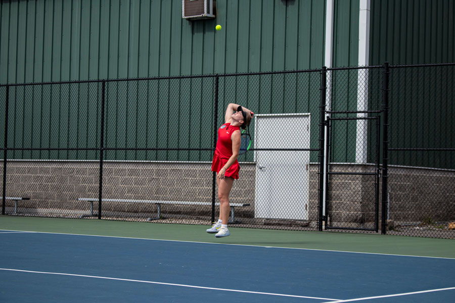 Player hitting ball 